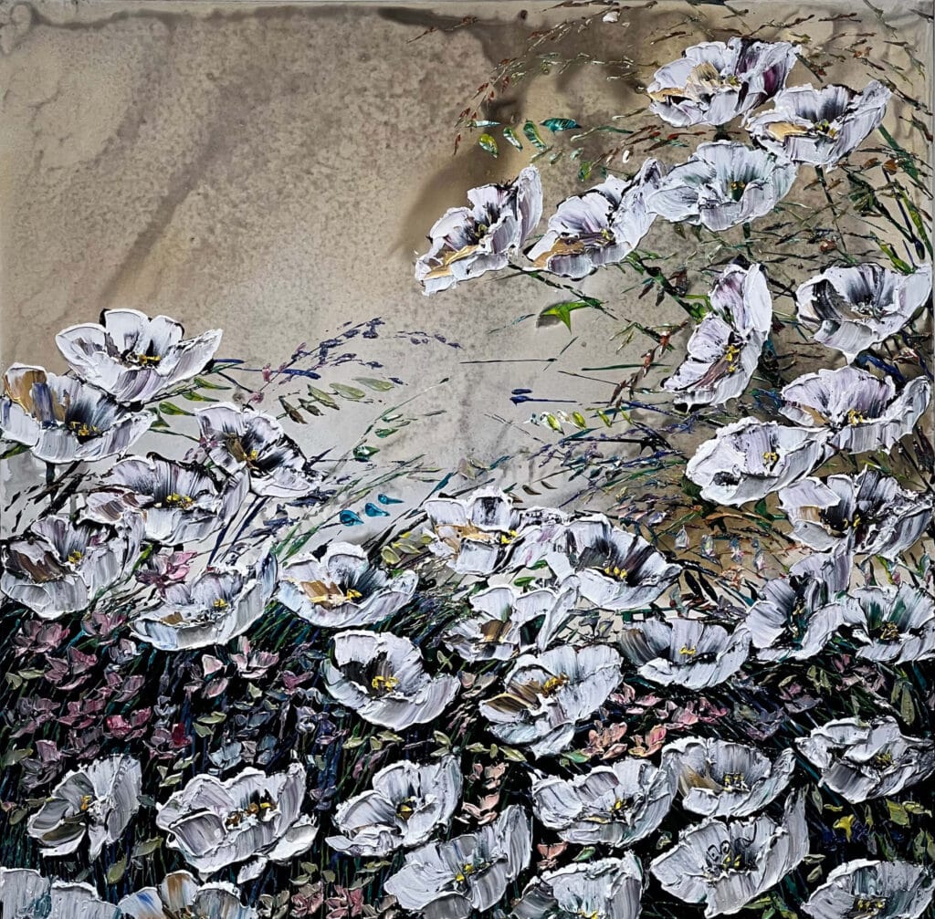 Floral White Poppies