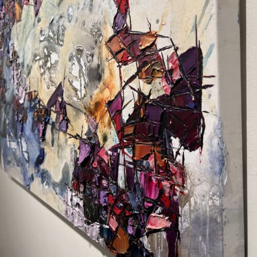 Maya Eventov "Abstract VI" 48x48, original on canvas, acrylic palette-knife, abstract Detail View 3