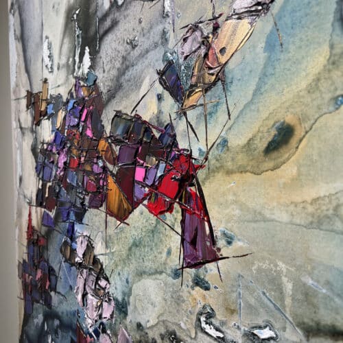 Maya Eventov "Abstract VI" 48x48, original on canvas, acrylic palette-knife, abstract Detail View 4