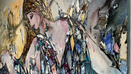 Abstract Nude – original acrylic on canvas by Maya Eventov, 30″ × 48″