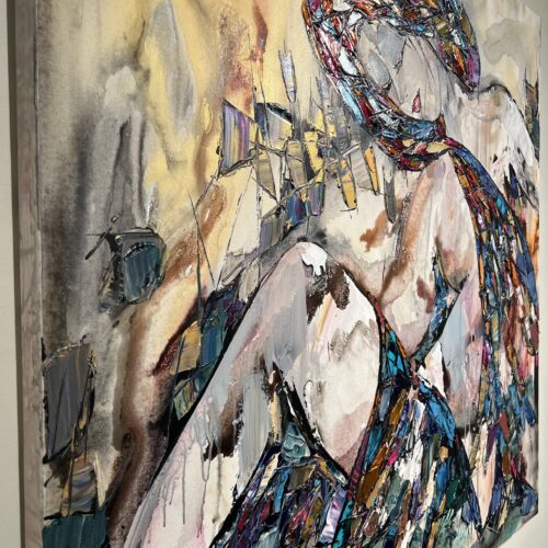 Abstract Nude – original acrylic on canvas by Maya Eventov, 40″ × 40″