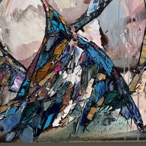 Abstract Nude – original acrylic on canvas by Maya Eventov, 40″ × 40″