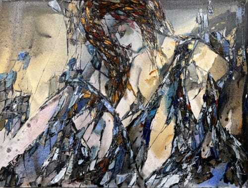 Maya Eventov "Abstract Reclining Figure 2" 30x40, original on canvas, acrylic palette-knife impasto, figurative