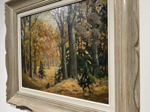 Frank Panabaker Untitled Autumn Scene 13x16 Oil on Board Framed D3