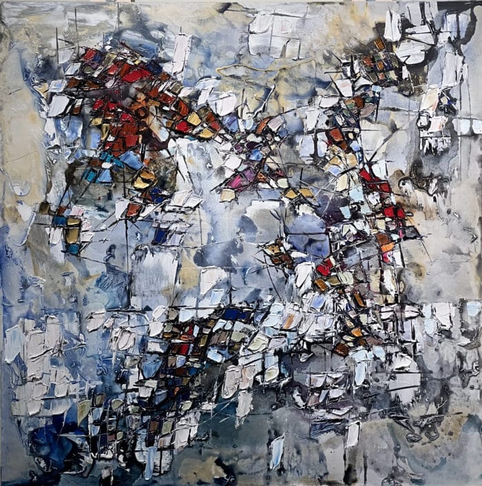 Maya Eventov "Abstract IV" 48x48, original on canvas, acrylic palette-knife impasto, abstract