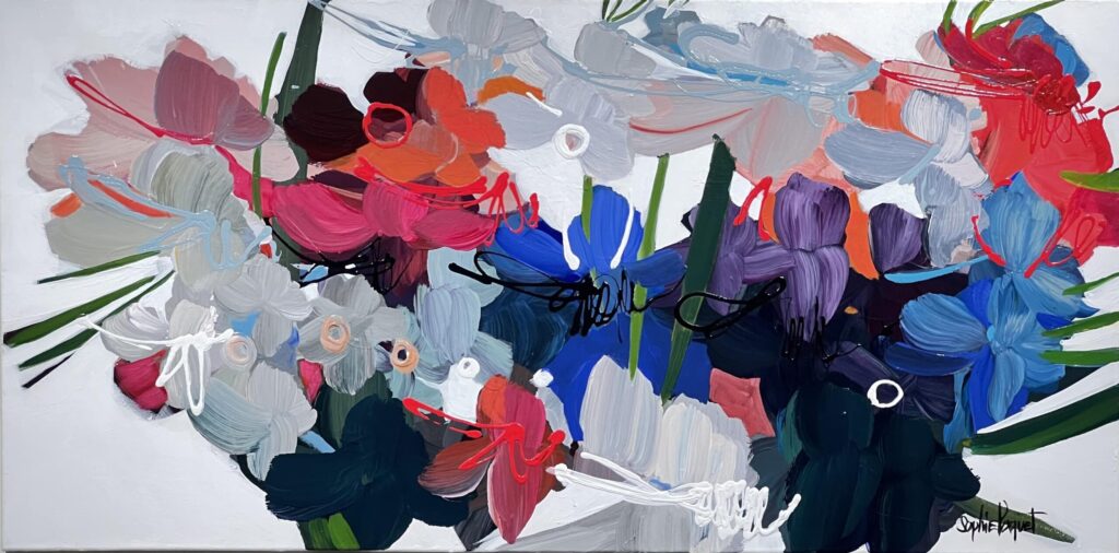 A Precious Love – original acrylic on canvas by Sophie Paquet, 24″ × 48″