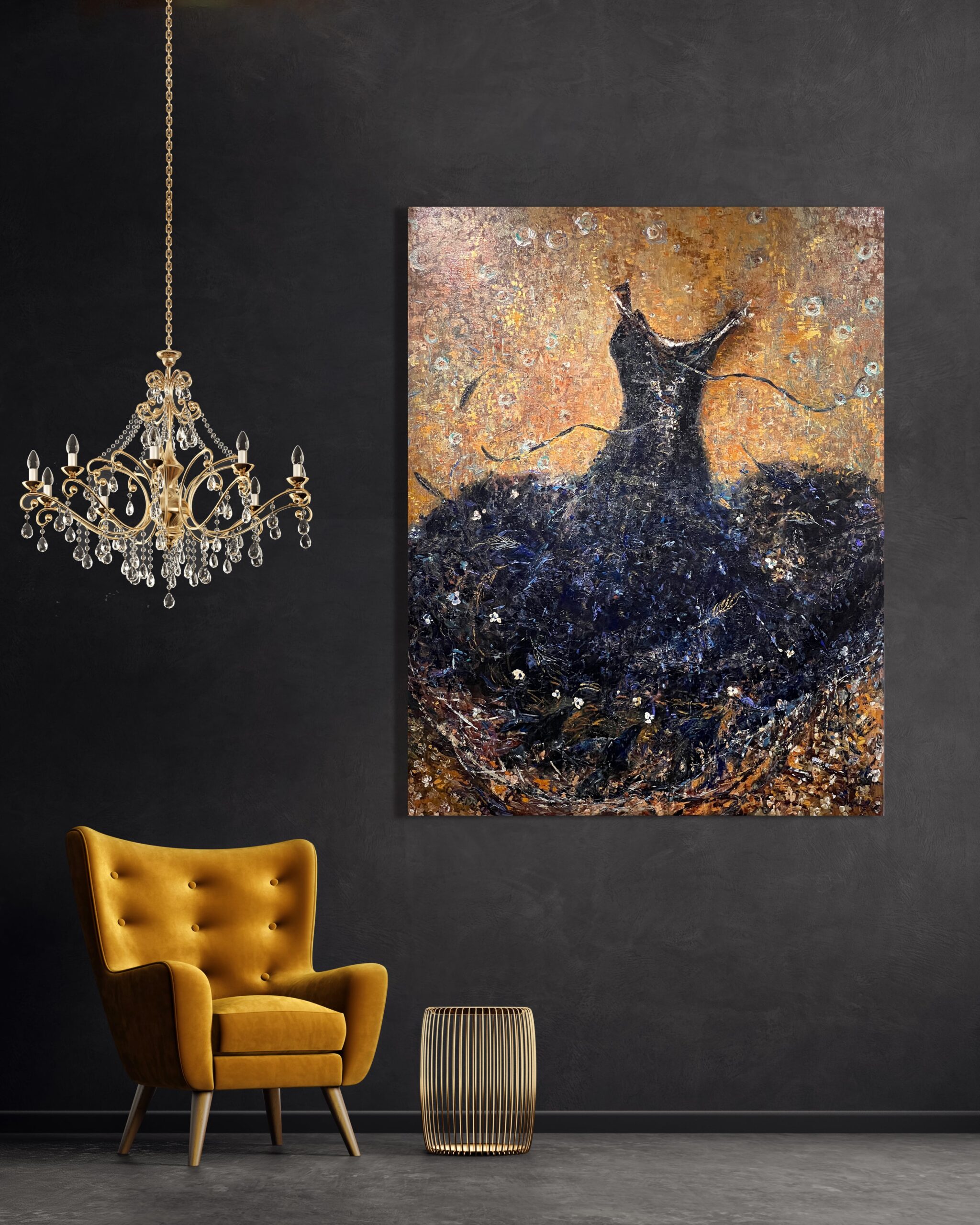 Some Enchanted Evening 3 – original acrylic on canvas by Fiona Hoop, 60″ × 48″