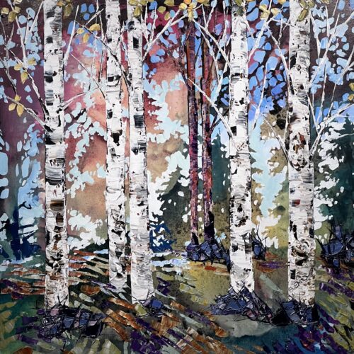 Spectrum Abstract Landscape 2 – original acrylic on canvas by Maya Eventov, 40″ × 40″