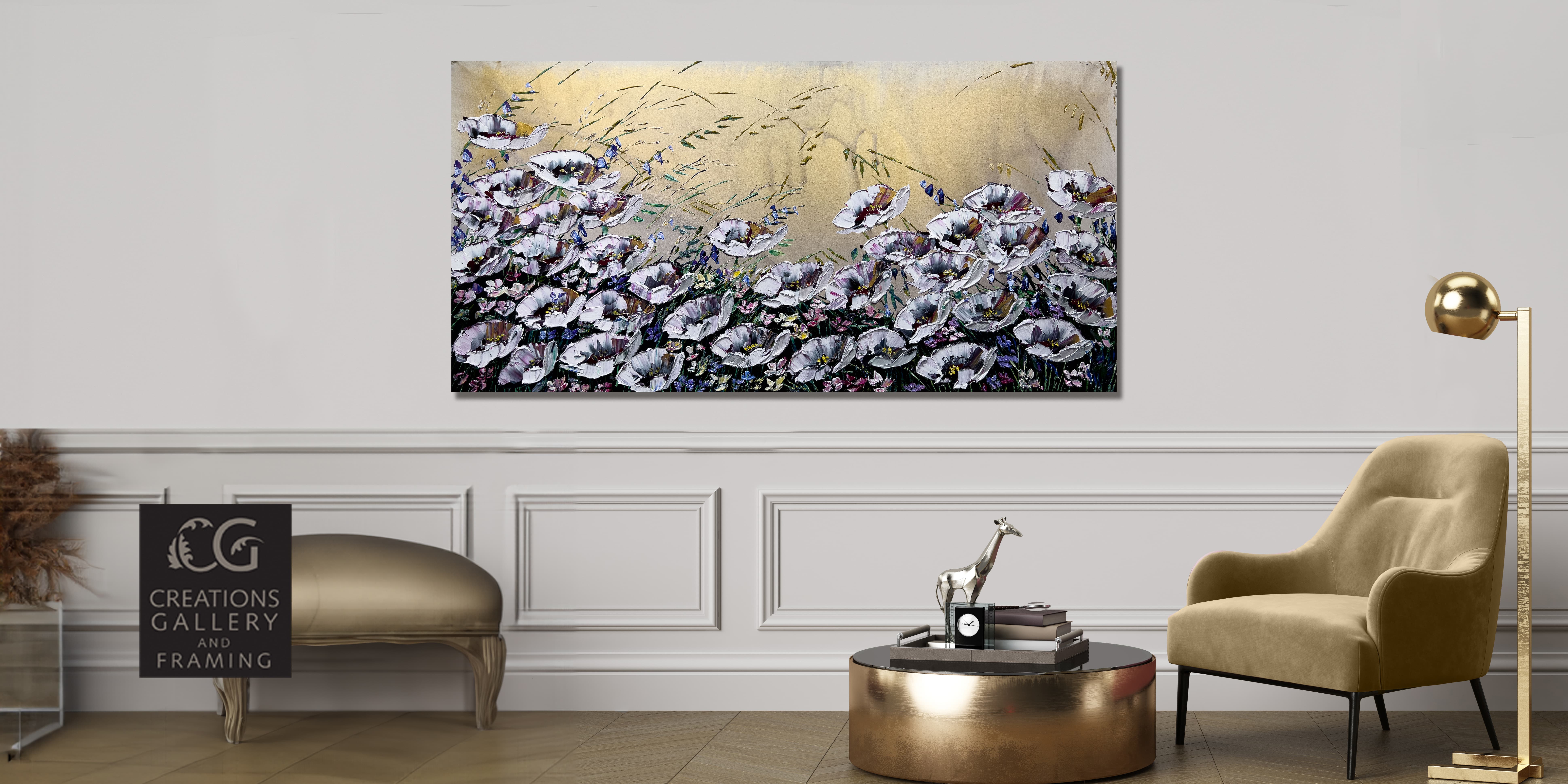 Maya Eventov Floral White Poppies 30x60 Room View 874