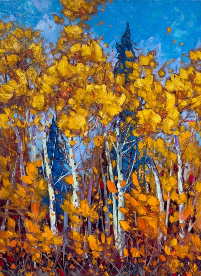 Autumn Yellow – original oil on canvas by Dominik Modlinski, 24″ × 18″