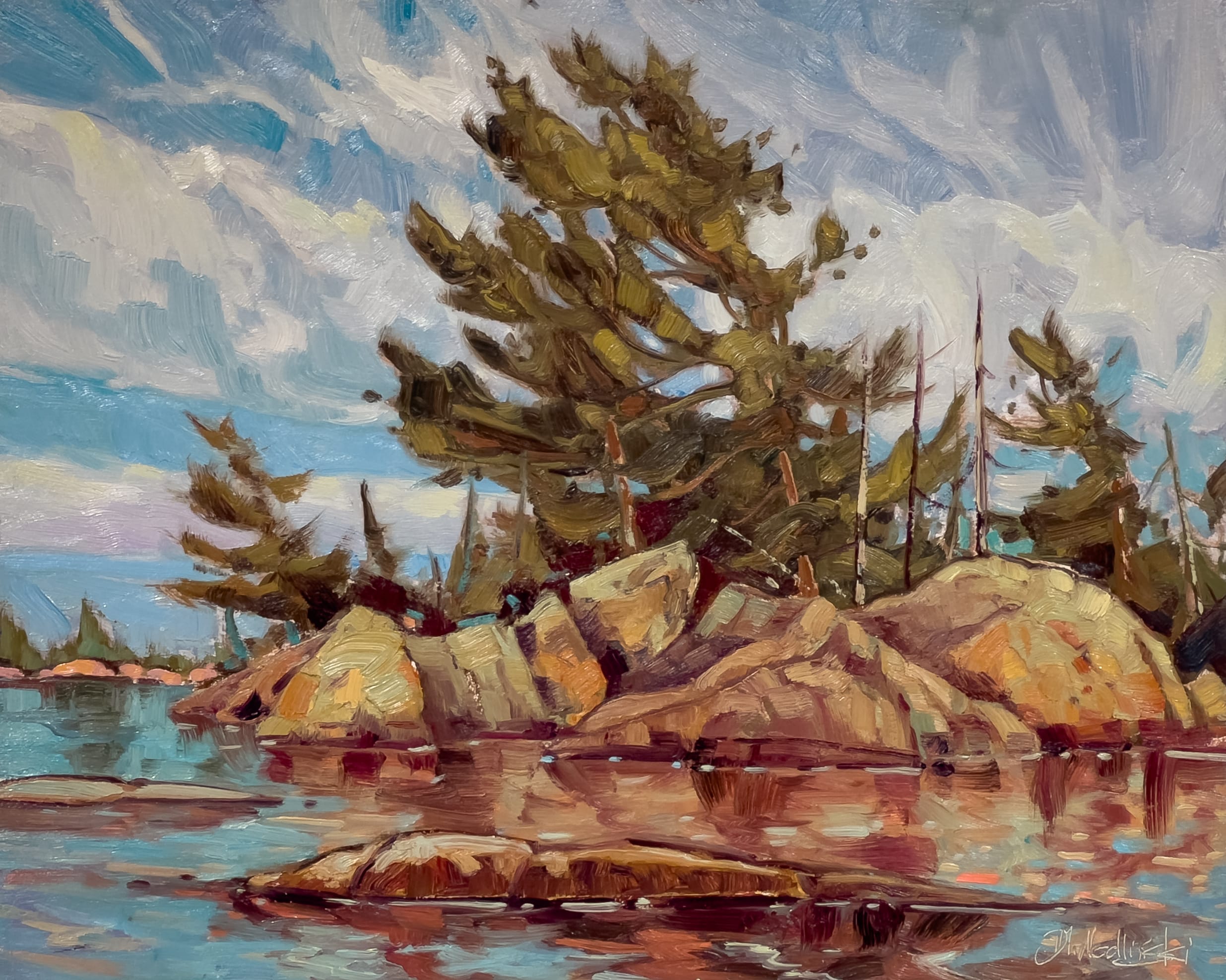 Dominik Modlinski Sunny Morning Georgian Bay 16x20 - Creations Art Gallery