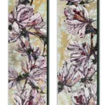 Maya Eventov Floral Spectrum Magnolia Pair acrylic on canvas, palette-knife impasto