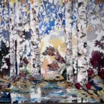 Maya Eventov Birch Spectrum Landscape 3 36×48 acrylic on canvas, palette-knife impasto