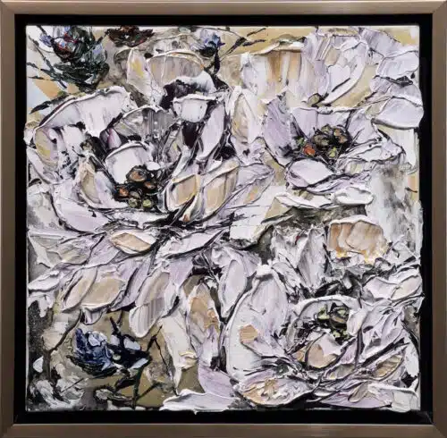 Maya Eventov Floral Abstract White I 16x16