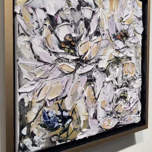 Maya Eventov Floral Abstract White I 16x16 Framed Detail 1