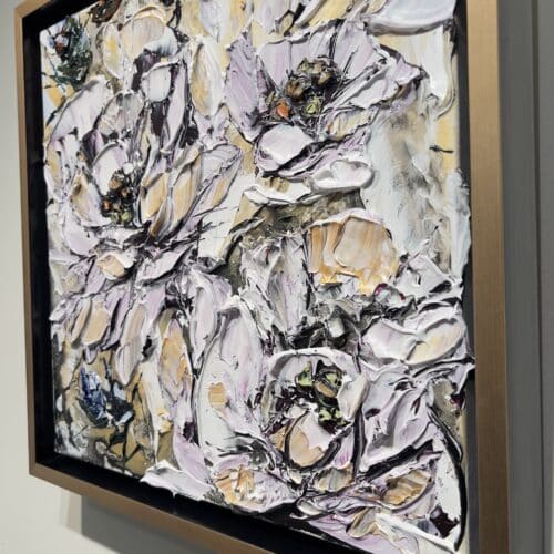 Maya Eventov Floral Abstract White I 16x16 Framed Detail 2
