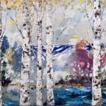 Maya Eventov Spectrum Birch Mountains 36x48 acrylic on canvas, palette-knife impasto