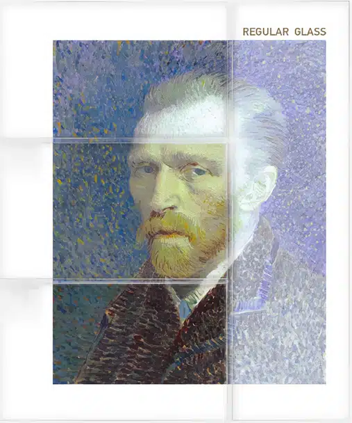 Comparison of low and ≈99% UV filtering on framed artwork