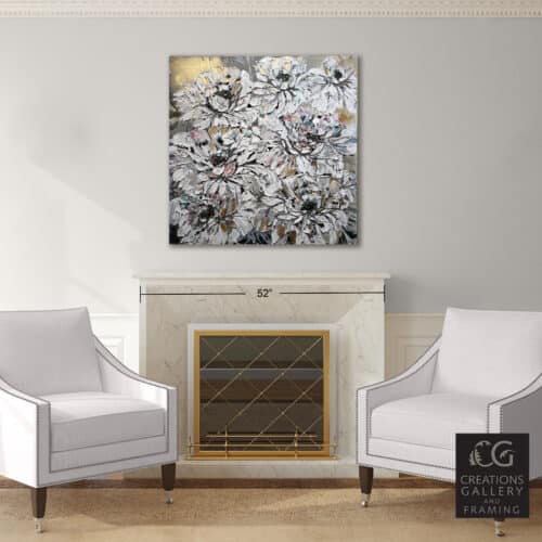 Maya Eventov Floral White and Gold 1 40x40 Room View 9392