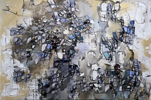 Echoes of Light Abstract 8 – original acrylic on canvas by Maya Eventov, 40″ × 60″