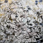 Maya Eventov Floral White and Gold 2 40x40 acrylic on canvas, palette-knife impasto