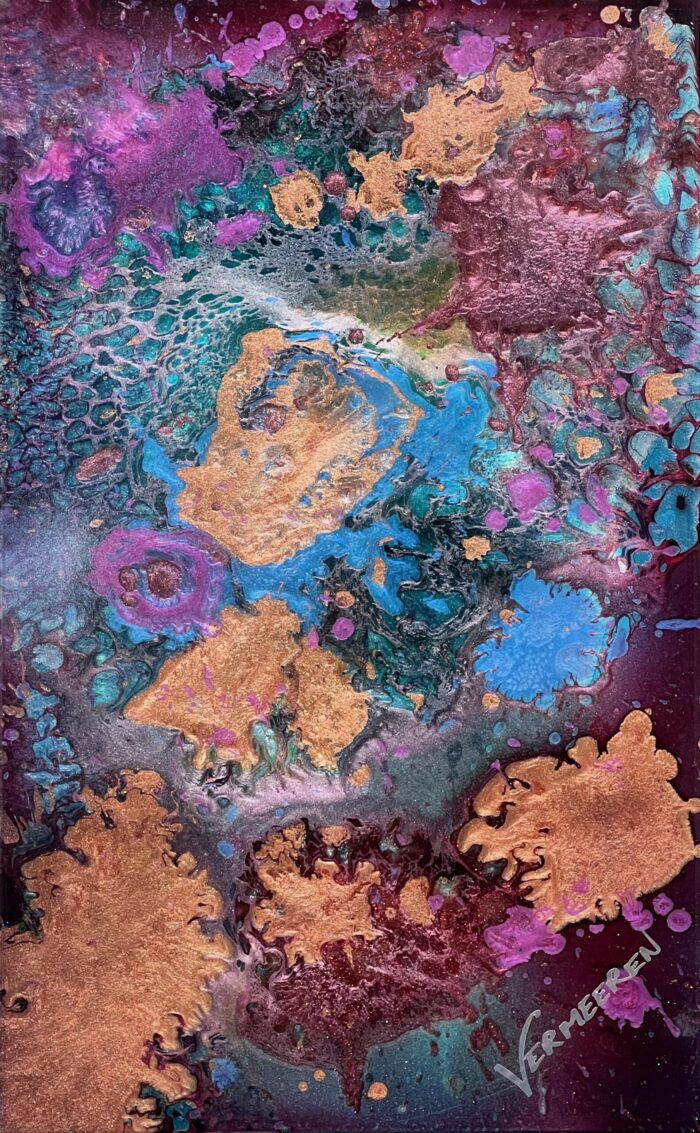 Funky Hart – original original artwork on metal (not a print) by Jeff Vermeeren, 20″ × 20″