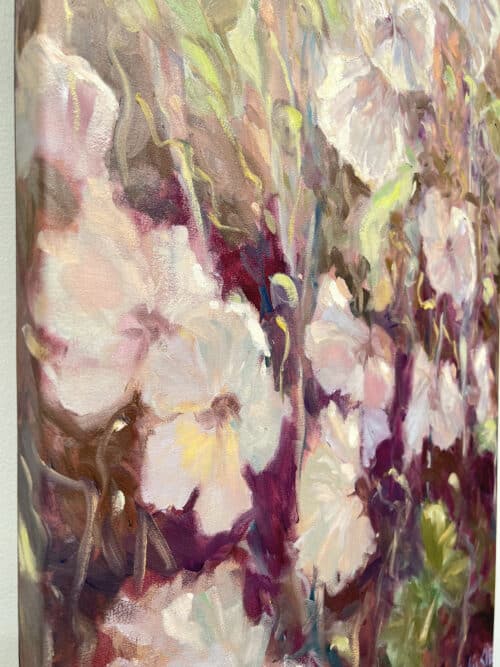 Ann Willsie Hollyhocks I 40x18 Detail 1