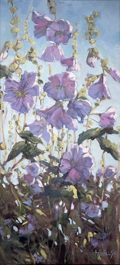 Ann Willsie Hollyhocks II 40x18
