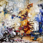 Maya Eventov Chromatic Heat 48x72 acrylic on canvas, palette-knife impasto, abstract