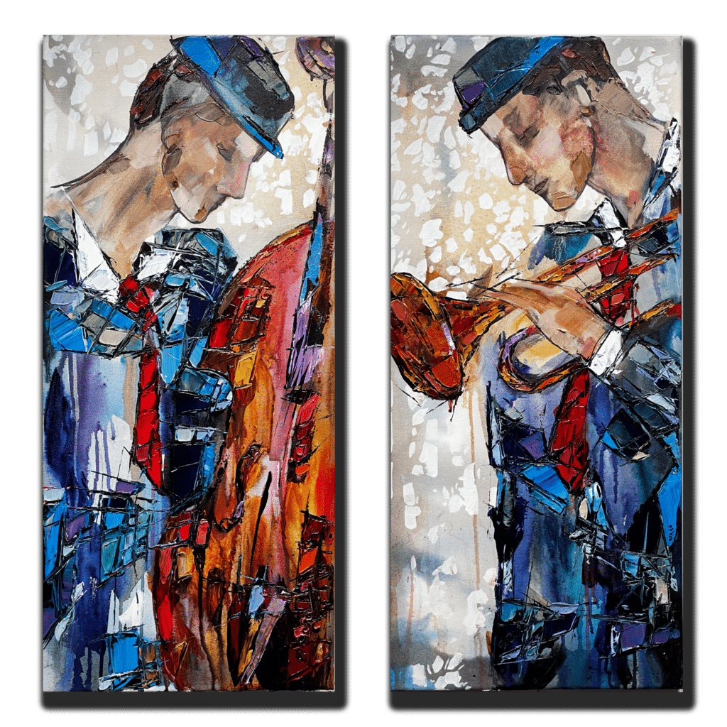 Jazz Dialogue in Blue and Brass Pair