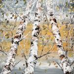 Maya Eventov Looking Up Grey Birch 3 48x36 acrylic on canvas, palette-knife impasto, birch