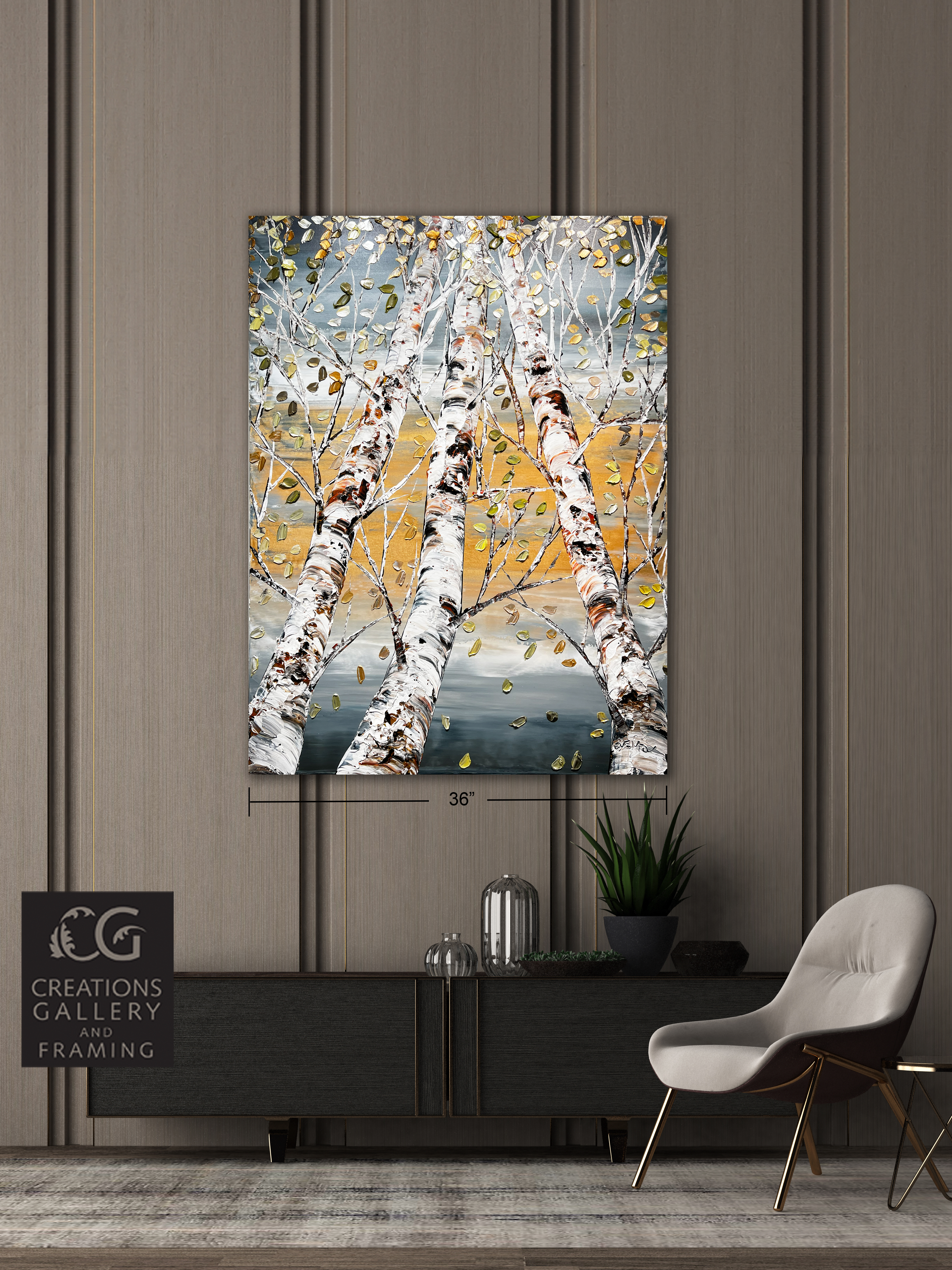 Maya Eventov Looking Up Grey Birch 3 48x36 Room View 1478