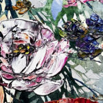 Maya Eventov Spectrum Abstract Floral 40x12 acrylic on canvas, palette-knife impasto, floral