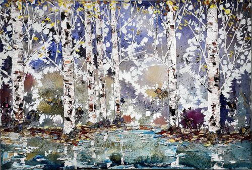 Maya Eventov Spectrum Birch 3 40x60 acrylic on canvas, palette-knife impasto, birch