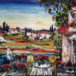 Maya Eventov Whispers of Tuscany 36x48 acrylic on canvas, palette-knife impasto, Tuscan