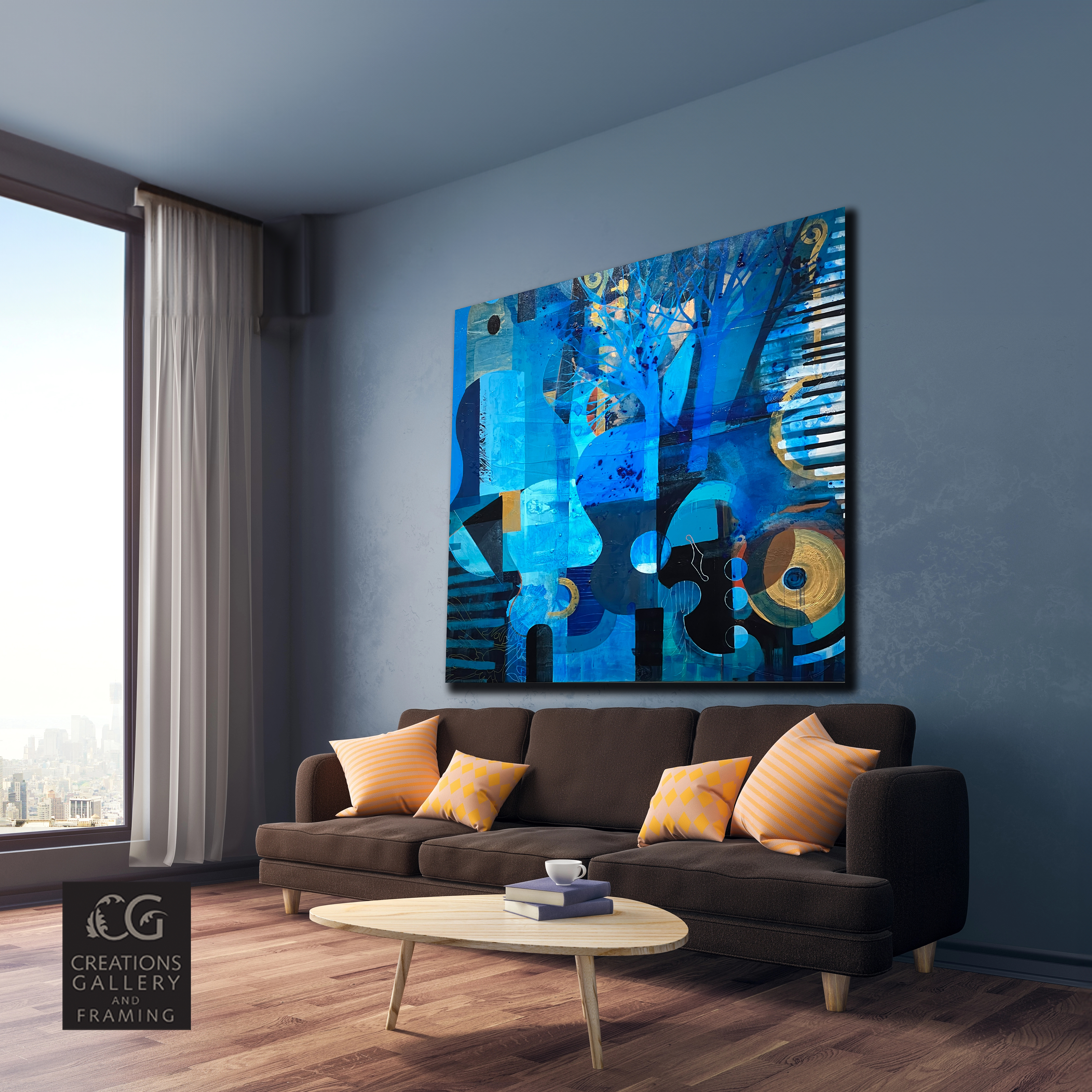 Audrey Bazinet All Blues 48x48 Room View 8554