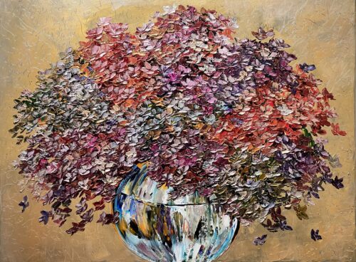 Maya Eventov Hydrangea Opulence in Gold 36x48
