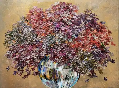 Maya Eventov Hydrangea Opulence in Gold 36x48