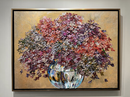 Maya Eventov Hydrangea Opulence in Gold 36x48 Framed