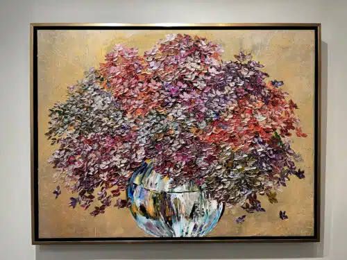Maya Eventov Hydrangea Opulence in Gold 36x48 Framed