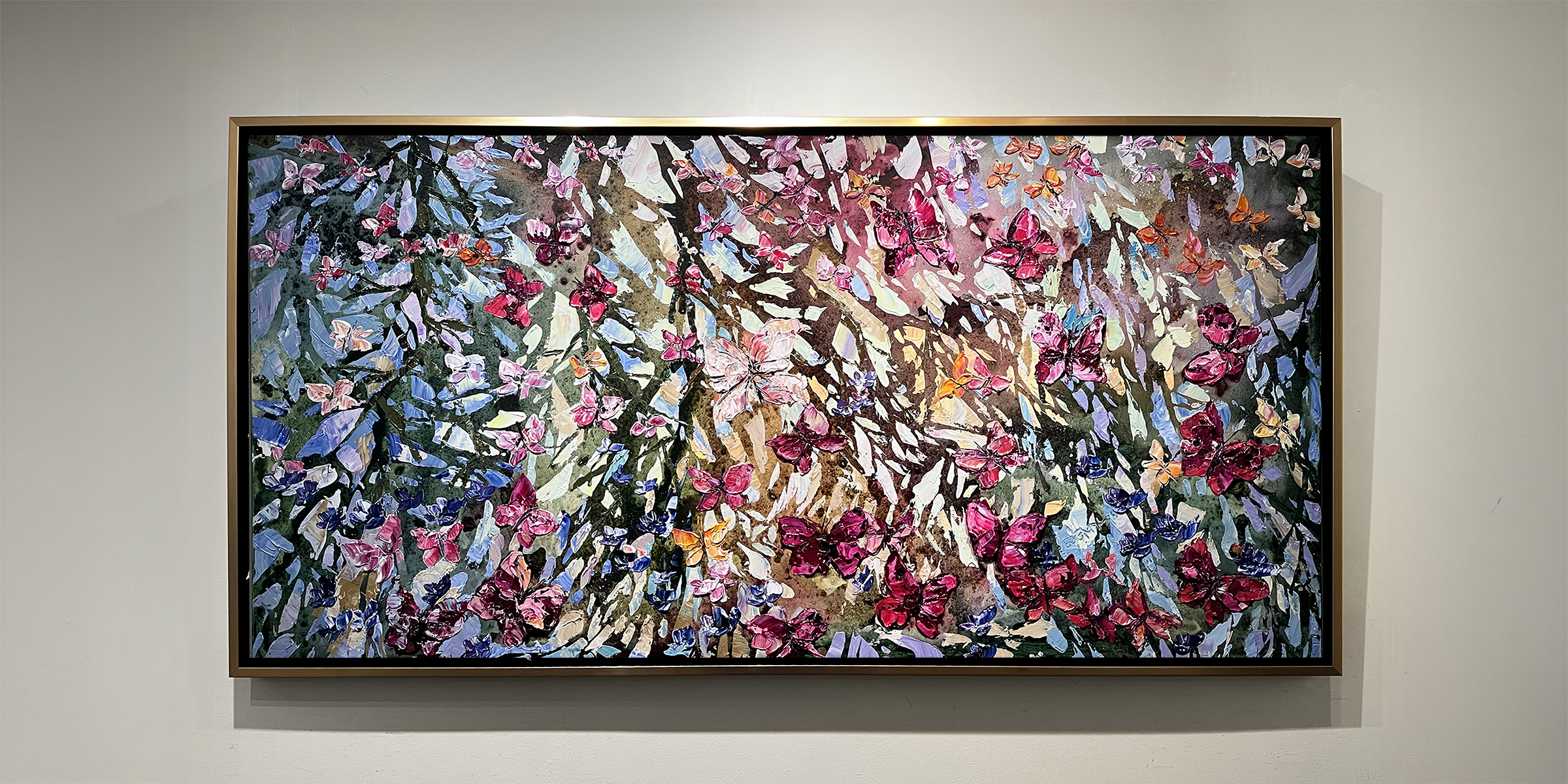 Maya Eventov Butterflies in Vivid Flight 30x60 Gallery Wall Framed