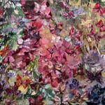 Maya Eventov original acrylic painting, Butterflies in Vivid Flight, featuring vibrant palette-knife textured butterflies, 36x48 inches