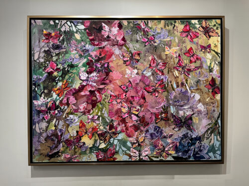 Framed Image (Currently Selected): "Framed 36x48 inch original acrylic painting, Butterflies in Vivid Flight by Maya Eventov.