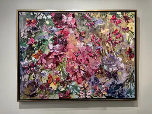 Framed Image (Currently Selected): "Framed 36x48 inch original acrylic painting, Butterflies in Vivid Flight by Maya Eventov.
