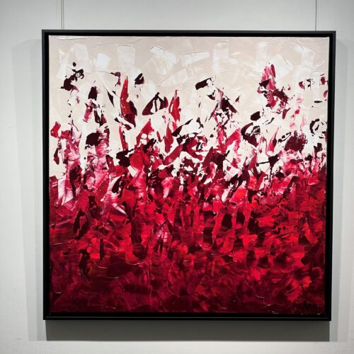Aro Élan vital painting hanging framed on the gallery wall