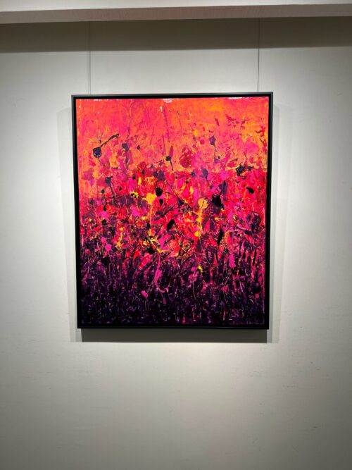Aro Je me sens inspirée painting hanging framed on the gallery wall