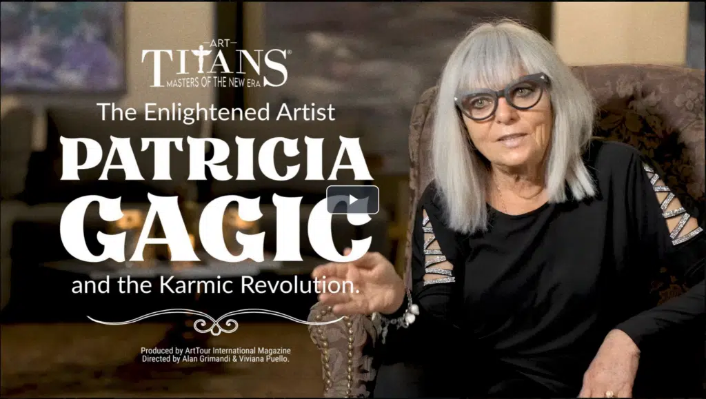 Promotional title card for Art Titans Episode 6 featuring contemporary artist Patricia Karen Gagic and the Karmic Revolution.