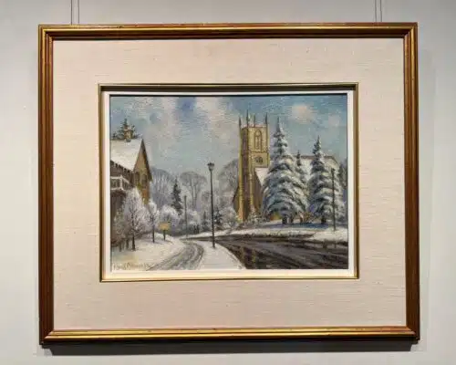 St Johns Church Wilson St Ancaster by Frank Panabaker shown in a gold gallery frame with a linen mat