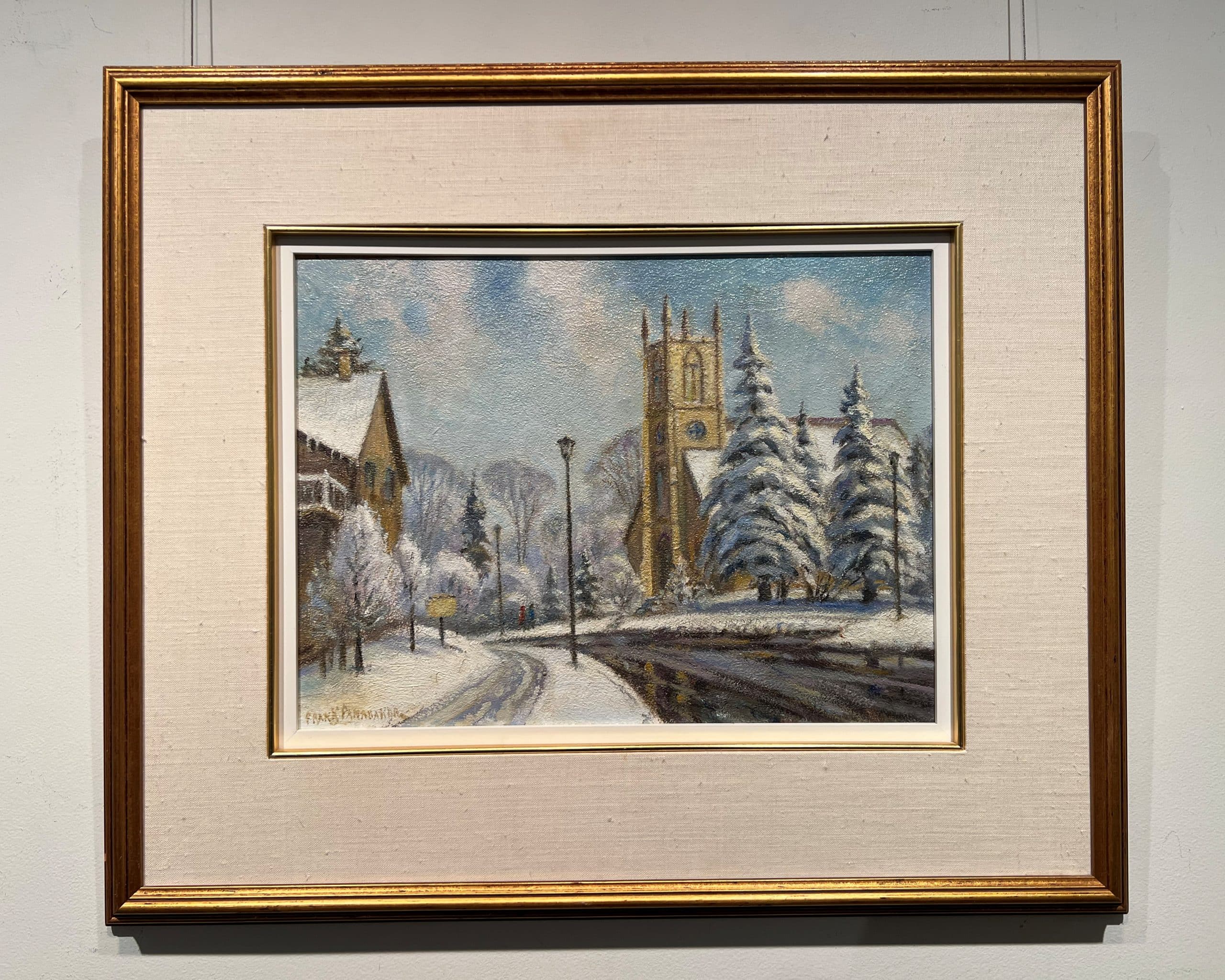 St Johns Church Wilson St Ancaster by Frank Panabaker shown in a gold gallery frame with a linen mat