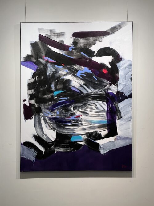 Chaos In Sync by Patricia Gagic hanging in the gallery at Creations Art Gallery, Ancaster